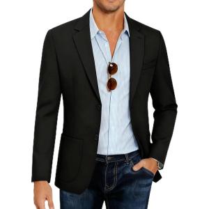 imageCOOFANDY Mens Casual Blazer Slim Fit Sport Coat Lightweight Two Button Suit JacketsBlack