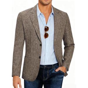 imageCOOFANDY Mens Casual Blazer Slim Fit Sport Coat Lightweight Two Button Suit JacketsBrown