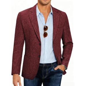 imageCOOFANDY Mens Casual Blazer Slim Fit Sport Coat Lightweight Two Button Suit JacketsBurgundy