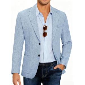 imageCOOFANDY Mens Casual Blazer Slim Fit Sport Coat Lightweight Two Button Suit JacketsLight Blue