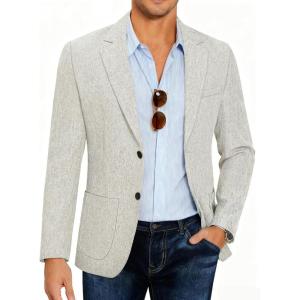 imageCOOFANDY Mens Casual Blazer Slim Fit Sport Coat Lightweight Two Button Suit JacketsLight Grey