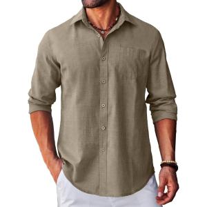 imageCOOFANDY Mens Long Sleeve Button Down Shirt Casual Untucked RegularFit Oxford Dress Shirts