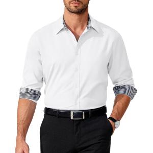 imageCOOFANDY Mens Pattern Dress Shirt Long Sleeve Casual Button Down Formal Shirts03white Solid
