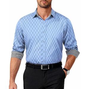 imageCOOFANDY Mens Pattern Dress Shirt Long Sleeve Casual Button Down Formal ShirtsBlue