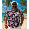 imageCOOFANDY Big and Tall Mens Hawaiian Shirts Short Sleeve Tropical Floral Button Down Shirt Casual Summer Beach ShirtsBlack  Red Tropical Style