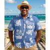 imageCOOFANDY Big and Tall Mens Hawaiian Shirts Short Sleeve Tropical Floral Button Down Shirt Casual Summer Beach ShirtsBlue Tropical Floral
