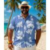 imageCOOFANDY Big and Tall Mens Hawaiian Shirts Short Sleeve Tropical Floral Button Down Shirt Casual Summer Beach ShirtsBlue Tropical Floral
