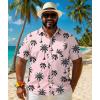 imageCOOFANDY Big and Tall Mens Hawaiian Shirts Short Sleeve Tropical Floral Button Down Shirt Casual Summer Beach ShirtsCoconut Tree Pink