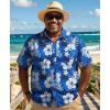 imageCOOFANDY Big and Tall Mens Hawaiian Shirts Short Sleeve Tropical Floral Button Down Shirt Casual Summer Beach ShirtsDark Blue Floral