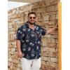 imageCOOFANDY Big and Tall Mens Hawaiian Shirts Short Sleeve Tropical Floral Button Down Shirt Casual Summer Beach ShirtsNavy Plant