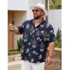 imageCOOFANDY Big and Tall Mens Hawaiian Shirts Short Sleeve Tropical Floral Button Down Shirt Casual Summer Beach ShirtsNavy Plant
