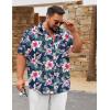 imageCOOFANDY Big and Tall Mens Hawaiian Shirts Short Sleeve Tropical Floral Button Down Shirt Casual Summer Beach ShirtsNavy White Floral