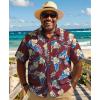 imageCOOFANDY Big and Tall Mens Hawaiian Shirts Short Sleeve Tropical Floral Button Down Shirt Casual Summer Beach ShirtsRedtropical Floral