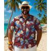 imageCOOFANDY Big and Tall Mens Hawaiian Shirts Short Sleeve Tropical Floral Button Down Shirt Casual Summer Beach ShirtsRedtropical Floral