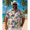 imageCOOFANDY Big and Tall Mens Hawaiian Shirts Short Sleeve Tropical Floral Button Down Shirt Casual Summer Beach ShirtsYellowpalm Leaf