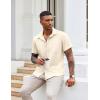 imageCOOFANDY Button Down Shirt for Men Short Sleeve Casual Shirt Summer Beach Vacation Shirt with PocketBeige