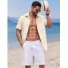 imageCOOFANDY Button Down Shirt for Men Short Sleeve Casual Shirt Summer Beach Vacation Shirt with PocketBeige
