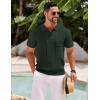 imageCOOFANDY Knit Polo Shirts for Men Short Sleeve Textured Polo Shirt Slim Fit Summer Collared T Shirt with PocketGreen