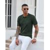 imageCOOFANDY Knit Polo Shirts for Men Short Sleeve Textured Polo Shirt Slim Fit Summer Collared T Shirt with PocketGreen