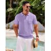 imageCOOFANDY Knit Polo Shirts for Men Short Sleeve Textured Polo Shirt Slim Fit Summer Collared T Shirt with PocketPurple