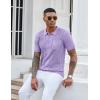 imageCOOFANDY Knit Polo Shirts for Men Short Sleeve Textured Polo Shirt Slim Fit Summer Collared T Shirt with PocketPurple