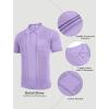 imageCOOFANDY Knit Polo Shirts for Men Short Sleeve Textured Polo Shirt Slim Fit Summer Collared T Shirt with PocketPurple