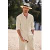 imageCOOFANDY Linen Sets For Men 2 Piece Button Down Shirt Long Sleeve And Casual Beach Drawstring Waist Pants Summer Outfits