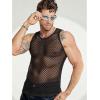 imageCOOFANDY Men Casual Tank Tops Mesh Shirt See Through Sleeveless Shirts Muscle Fishnet Fitted Tee Clubwear SummerBlack