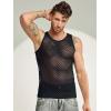 imageCOOFANDY Men Casual Tank Tops Mesh Shirt See Through Sleeveless Shirts Muscle Fishnet Fitted Tee Clubwear SummerBlack