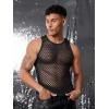 imageCOOFANDY Men Casual Tank Tops Mesh Shirt See Through Sleeveless Shirts Muscle Fishnet Fitted Tee Clubwear SummerBlack