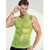 imageCOOFANDY Men Casual Tank Tops Mesh Shirt See Through Sleeveless Shirts Muscle Fishnet Fitted Tee Clubwear SummerLime Green