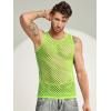 imageCOOFANDY Men Casual Tank Tops Mesh Shirt See Through Sleeveless Shirts Muscle Fishnet Fitted Tee Clubwear SummerLime Green