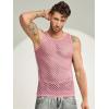 imageCOOFANDY Men Casual Tank Tops Mesh Shirt See Through Sleeveless Shirts Muscle Fishnet Fitted Tee Clubwear SummerPink