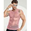 imageCOOFANDY Men Casual Tank Tops Mesh Shirt See Through Sleeveless Shirts Muscle Fishnet Fitted Tee Clubwear SummerPink