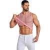 imageCOOFANDY Men Casual Tank Tops Mesh Shirt See Through Sleeveless Shirts Muscle Fishnet Fitted Tee Clubwear SummerPink