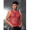 imageCOOFANDY Men Casual Tank Tops Mesh Shirt See Through Sleeveless Shirts Muscle Fishnet Fitted Tee Clubwear SummerRed