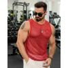 imageCOOFANDY Men Casual Tank Tops Mesh Shirt See Through Sleeveless Shirts Muscle Fishnet Fitted Tee Clubwear SummerRed
