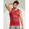imageCOOFANDY Men Casual Tank Tops Mesh Shirt See Through Sleeveless Shirts Muscle Fishnet Fitted Tee Clubwear SummerRed