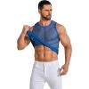 imageCOOFANDY Men Casual Tank Tops Mesh Shirt See Through Sleeveless Shirts Muscle Fishnet Fitted Tee Clubwear SummerRoyal Blue
