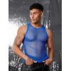 imageCOOFANDY Men Casual Tank Tops Mesh Shirt See Through Sleeveless Shirts Muscle Fishnet Fitted Tee Clubwear SummerRoyal Blue