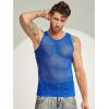imageCOOFANDY Men Casual Tank Tops Mesh Shirt See Through Sleeveless Shirts Muscle Fishnet Fitted Tee Clubwear SummerRoyal Blue