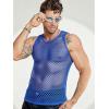 imageCOOFANDY Men Casual Tank Tops Mesh Shirt See Through Sleeveless Shirts Muscle Fishnet Fitted Tee Clubwear SummerRoyal Blue
