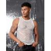 imageCOOFANDY Men Casual Tank Tops Mesh Shirt See Through Sleeveless Shirts Muscle Fishnet Fitted Tee Clubwear SummerWhite