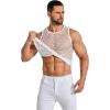 imageCOOFANDY Men Casual Tank Tops Mesh Shirt See Through Sleeveless Shirts Muscle Fishnet Fitted Tee Clubwear SummerWhite