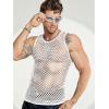 imageCOOFANDY Men Casual Tank Tops Mesh Shirt See Through Sleeveless Shirts Muscle Fishnet Fitted Tee Clubwear SummerWhite