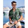 imageCOOFANDY Men Hawaiian Tropical Shirt Button Down Short Sleeve Vintage Floral Shirt GreenWhite
