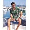 imageCOOFANDY Men Hawaiian Tropical Shirt Button Down Short Sleeve Vintage Floral Shirt GreenWhite