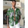 imageCOOFANDY Men Hawaiian Tropical Shirt Button Down Short Sleeve Vintage Floral Shirt GreenWhite