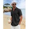 imageCOOFANDY Men Short Sleeve Button Down Hawaiian Shirts forMen Casual Summer Shirt Black