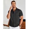 imageCOOFANDY Men Summer Short Sleeve Button Down Stretch Dress Shirt Casual Stylish Slim Fit Muscle Fit Dress Shirt Black